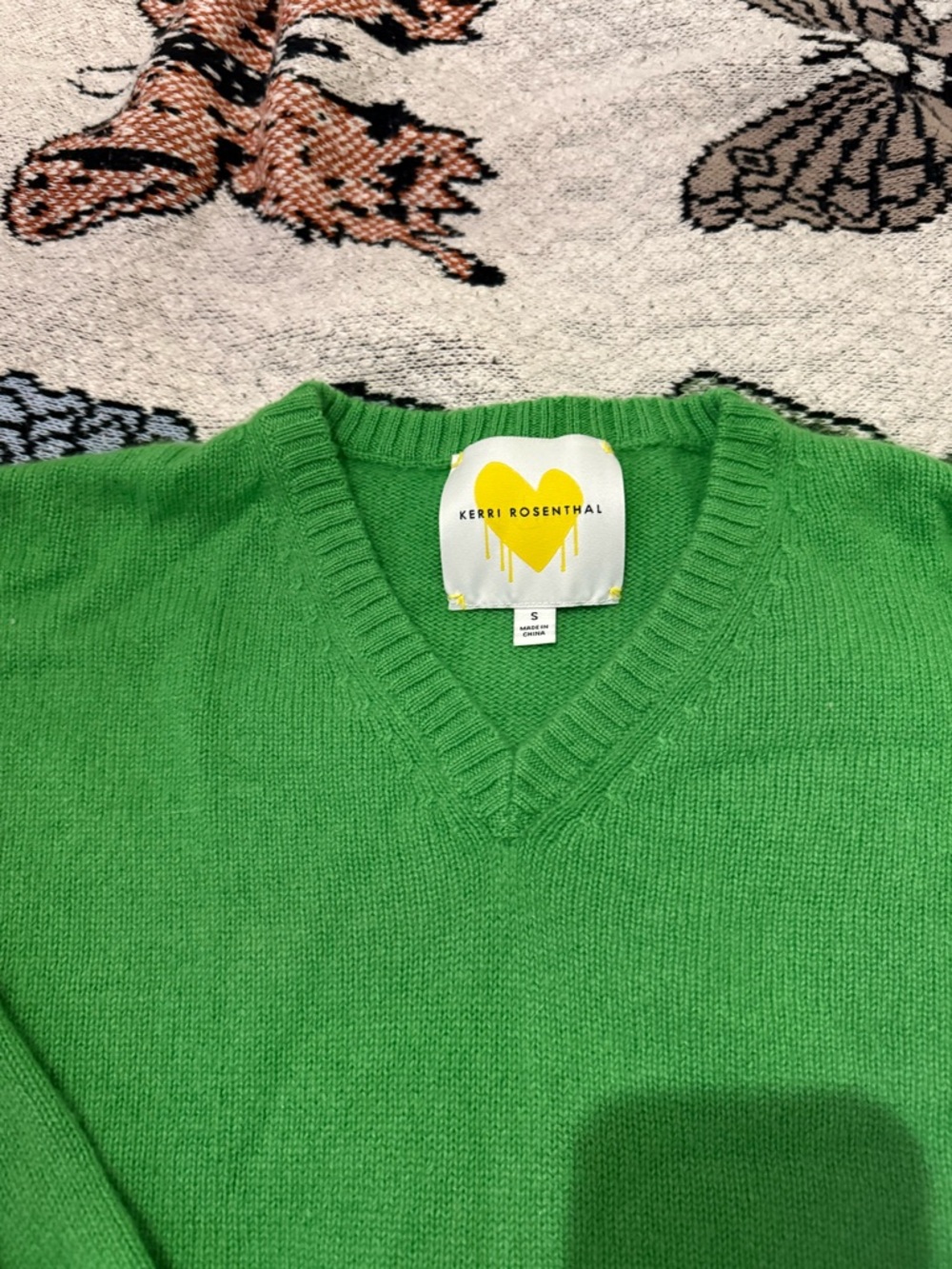 Kerri Rosenthal Frenchy Cashmere Sweater In Parrot Green - Picture 3 of 4